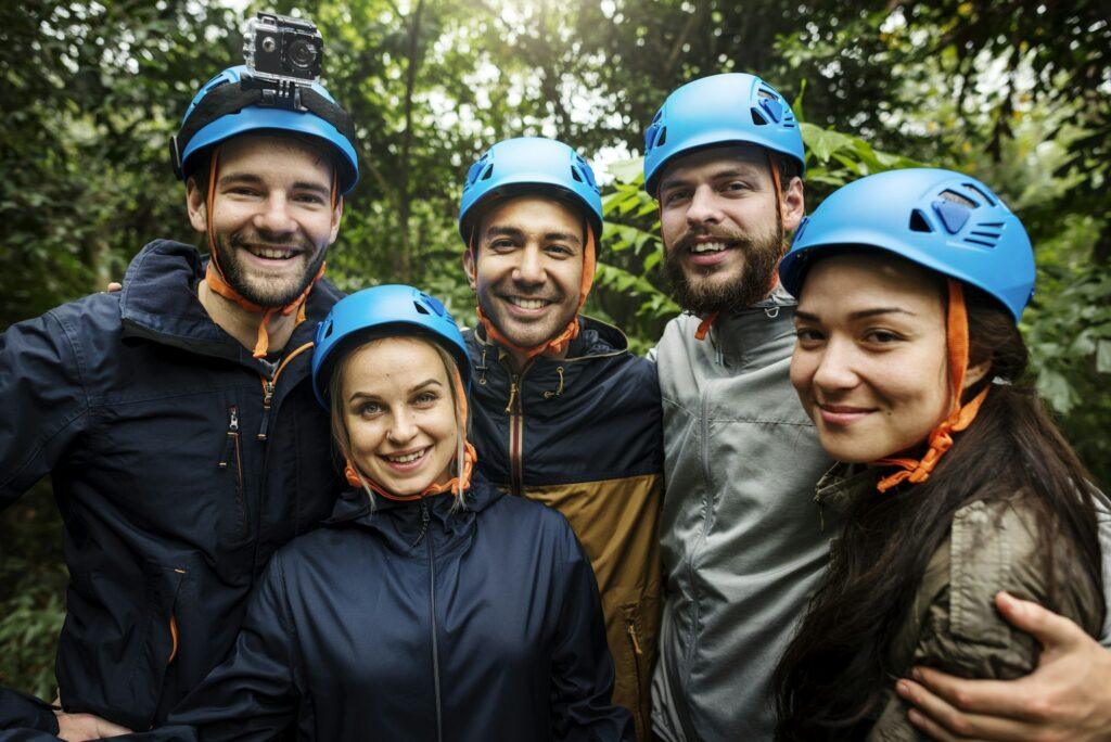 Team building outdoor in the forest